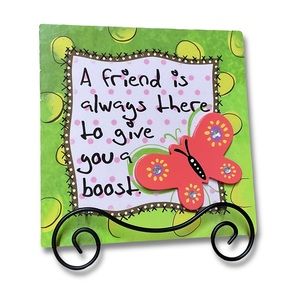 “A Friend is always there to give you a boost” Wooden Quote Plaque Gift 🦋🎁😍